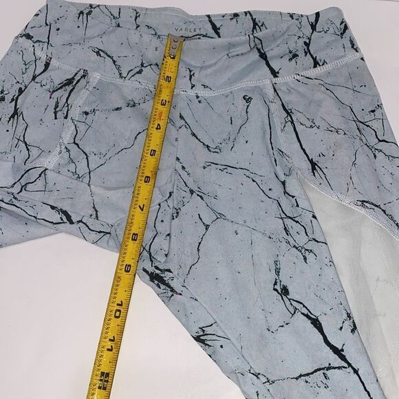 Varley Blue White Marble Print Leggings With Mesh Side Cutouts Cropped Size S - Picture 7 of 8